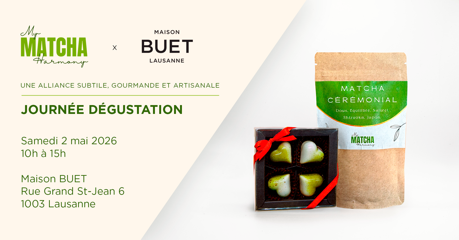 Evénement dégustation chocolat et matcha