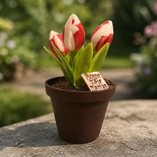Pot de Tulipes en chocolat Fêtes des Mères Maison BUET